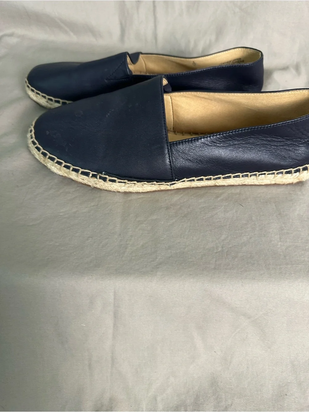 Talbots Navy Leather Espadrille Slip On Flats 8.5M